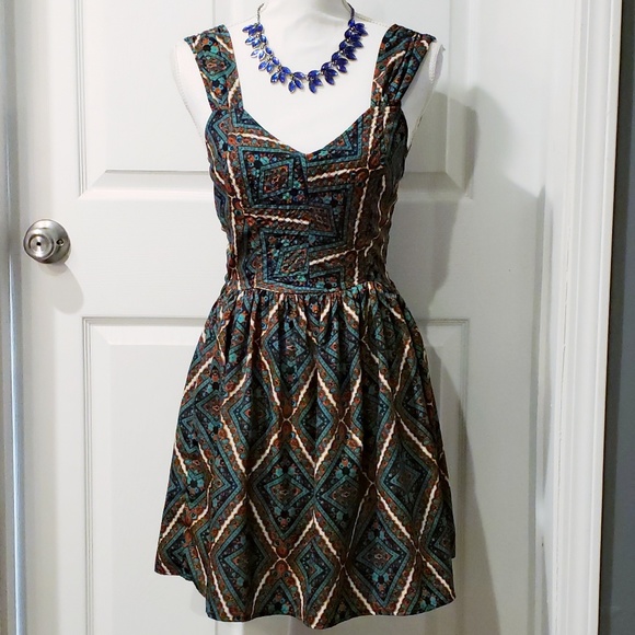 Band of Gypsies Tribal Print Tie Back Dress - Picture 2 of 5